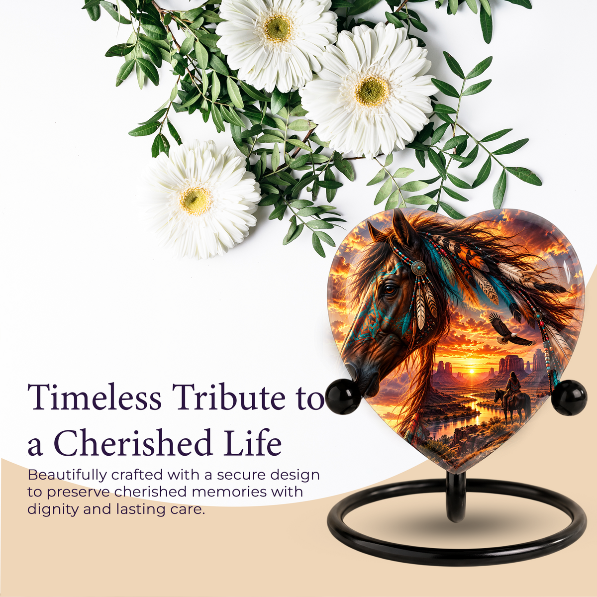 Native American Horse Adult Cremation Urn for Ashes – Western Horse Memorial Urn