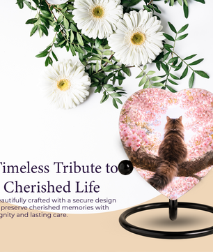 Heart Shaped Cat Urn for Ashes | Beautiful Personalized Cat Memorial Urn