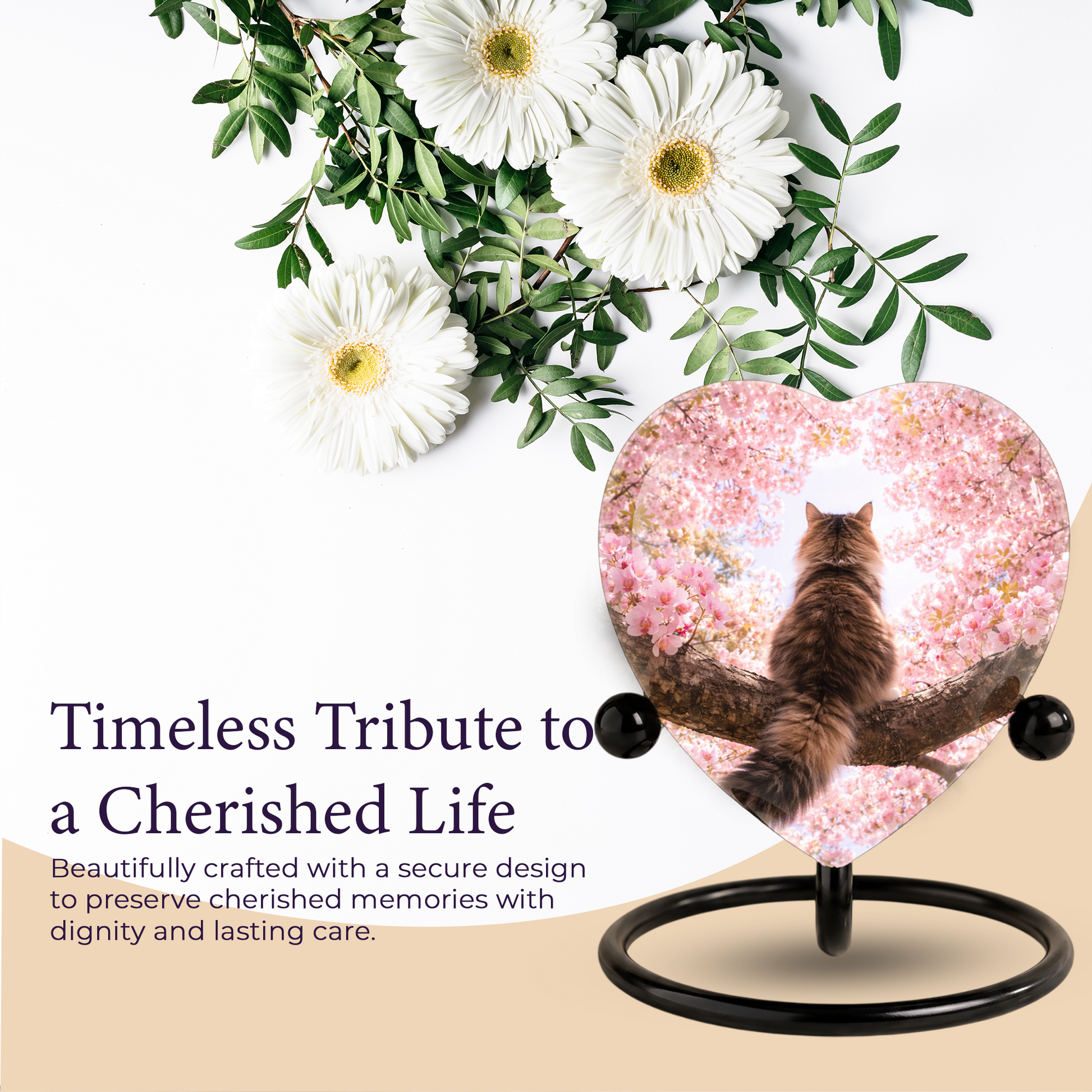 Heart Shaped Cat Urn for Ashes | Beautiful Personalized Cat Memorial Urn