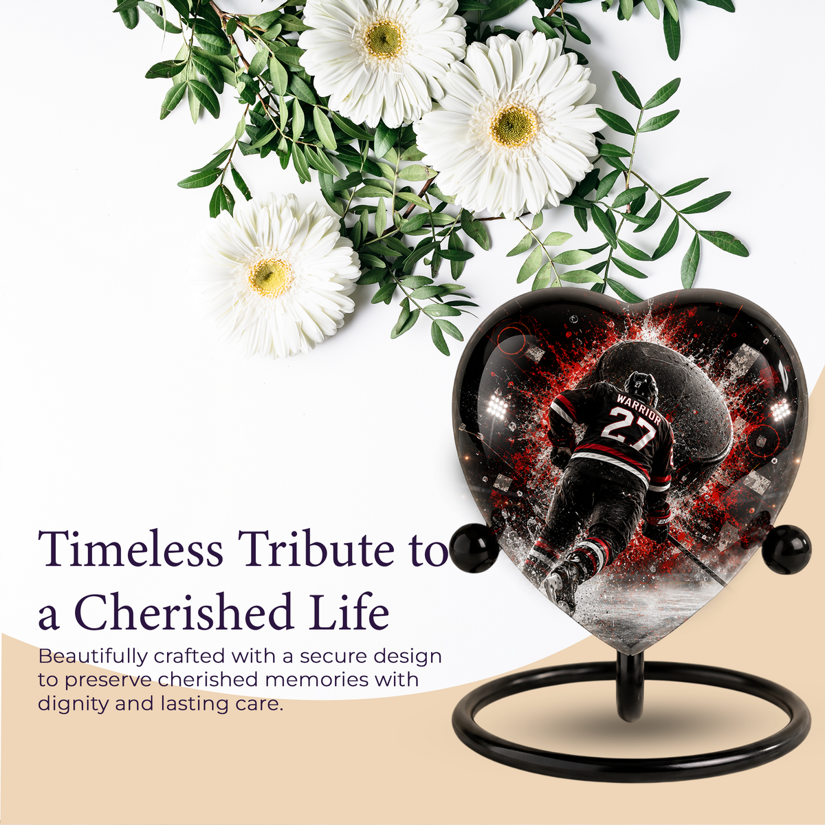 Personalized Hockey Cremation Urn for Dad | Adult Ice Hockey Urn for Ashes & Men
