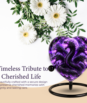 Five Headed Dragon Adult Cremation Urn for Ashes, Purple Dragon Memorial Urn, Fantasy Dragon Urn, Personalized Heart Shaped Adult Urn