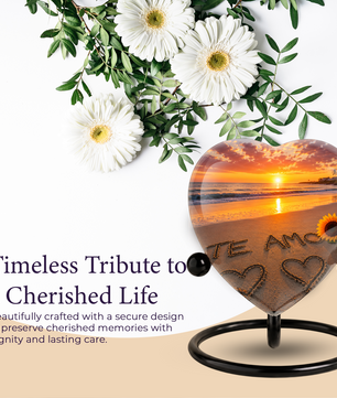 Beach Urn – Beach Urn for Human Ashes, Ocean Sunset Cremation Urn & Beach Keepsake Urn