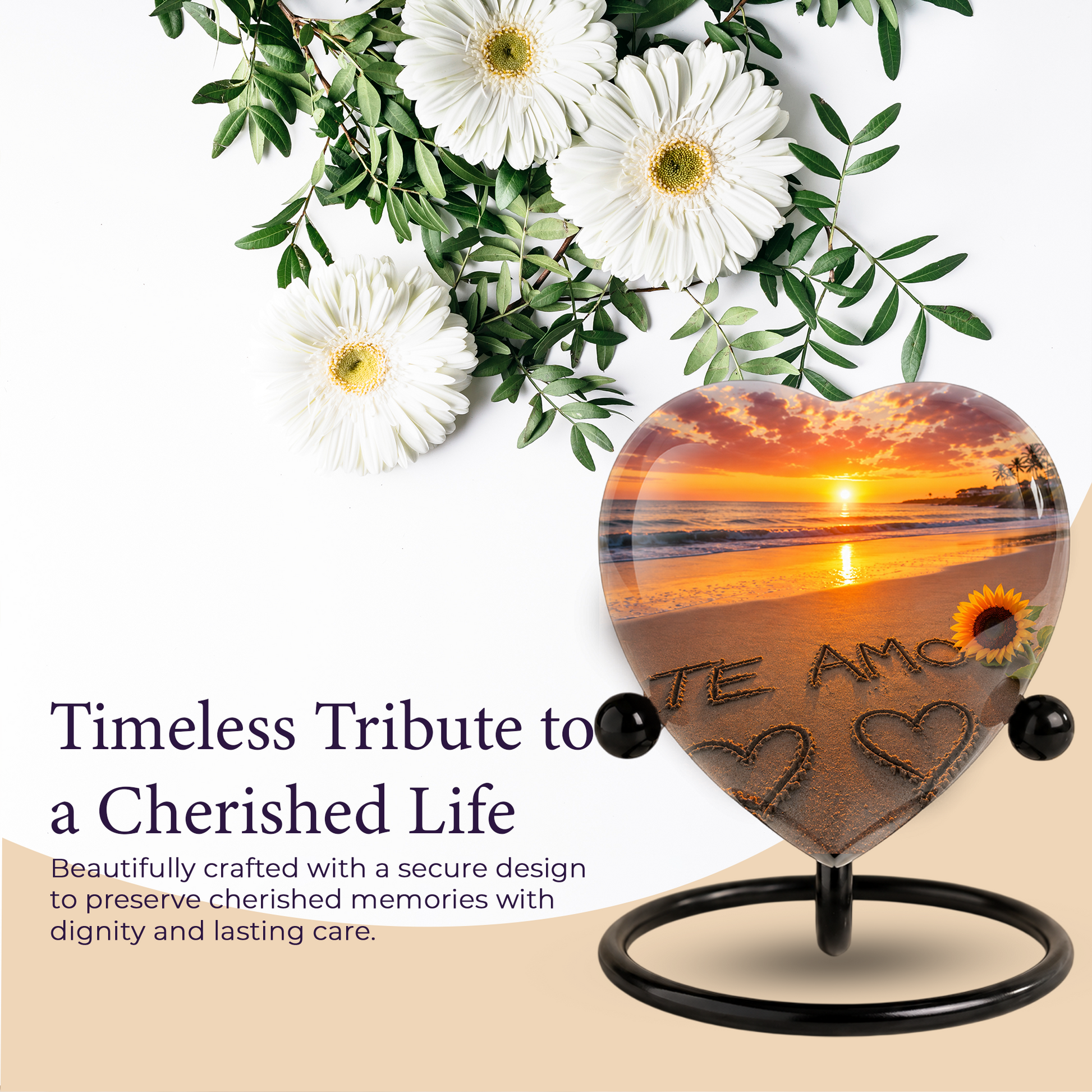 Beach Urn – Beach Urn for Human Ashes, Ocean Sunset Cremation Urn & Beach Keepsake Urn