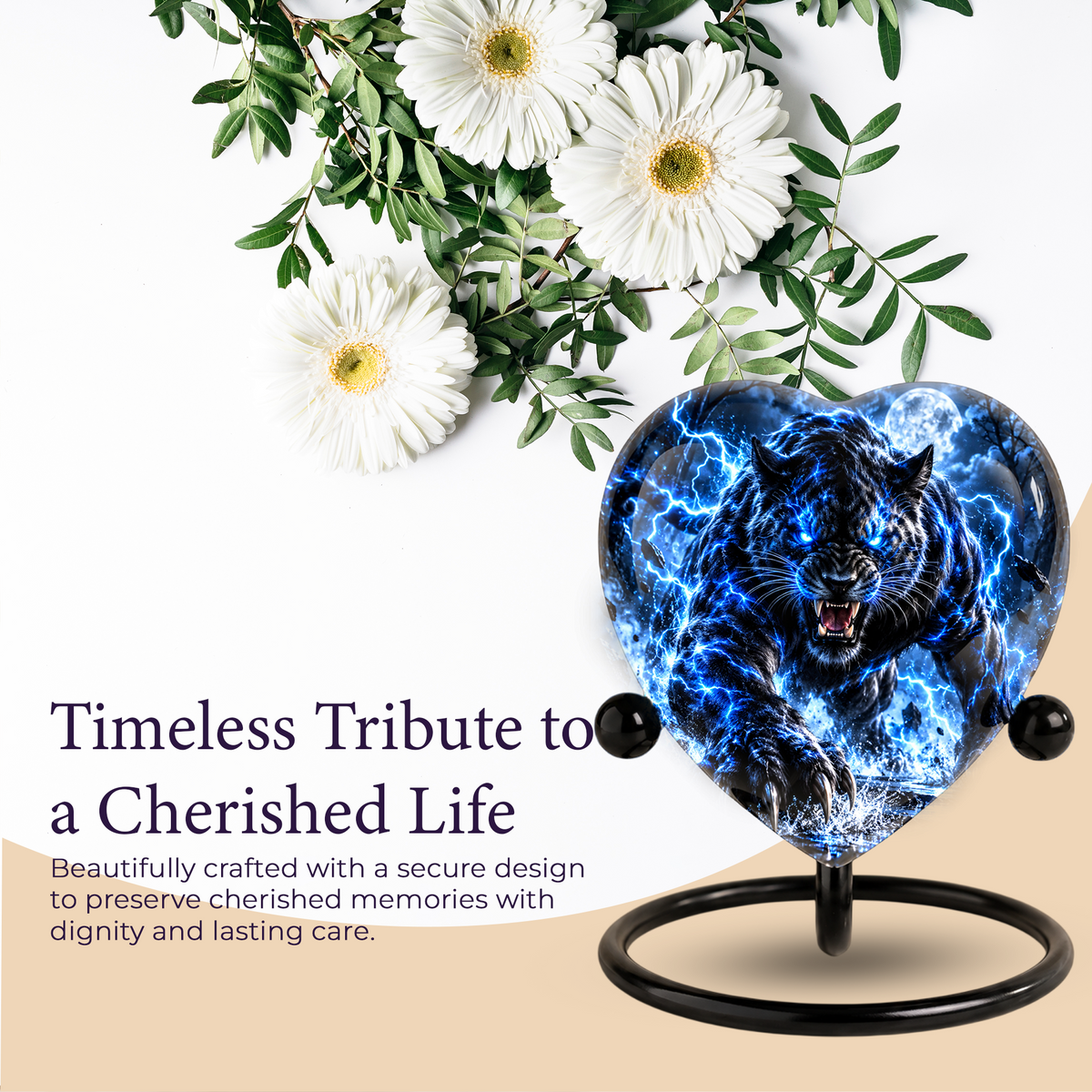 Black Panther Cremation Urn for Ashes, Big Cat Memorial Urn, Personalized Panther Urn