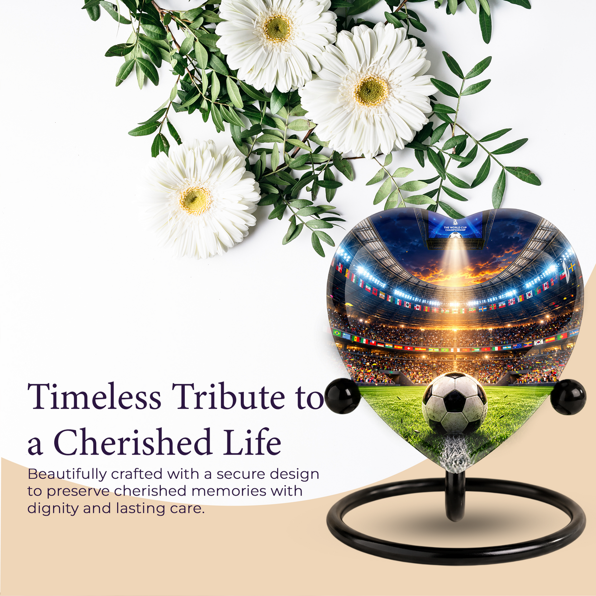 Football Soccer Adult Cremation Urn for Ashes, Personalized Sports Memorial Urn for Men & Adults