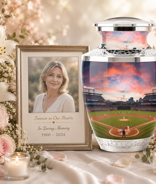 Unique Baseball Cremation Urn for Dad, Custom Baseball Modern Urn for Human Ashes