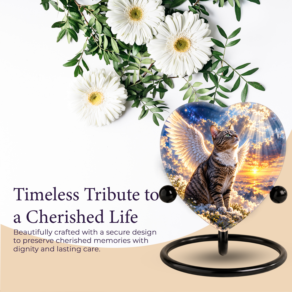Angel Cat Cremation Urn for Ashes, Cat Memorial Urn, Personalized Cat Urn, Pet Cremation Urn