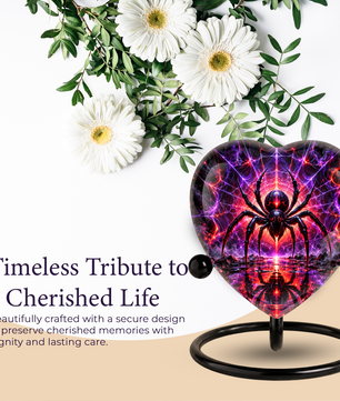 Spider Cremation Urn for Ashes, Gothic Spider Memorial Urn, Black Widow Spider Urn, Web Themed Adult Urn, Personalized Heart Shaped Urn