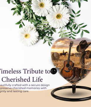 Cowboy Urn for Dad – Western Heart Shaped Cremation Urn for Father, Son & Men