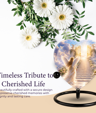 Angel Heaven Urn for Mom – Beautiful Female Adult Cremation Urn, Angel Wing Memorial Urn for Women