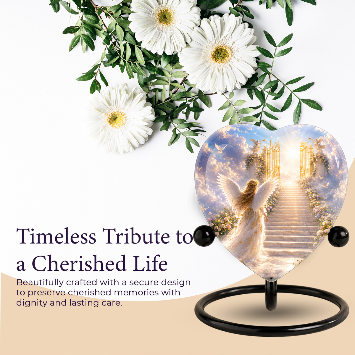 Angel Heaven Urn for Mom – Beautiful Female Adult Cremation Urn, Angel Wing Memorial Urn for Women
