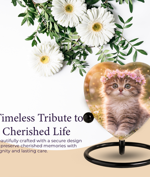 Cat Urn Heart-Shaped Memorial – Beautiful Adult Cremation Urn for Cat Ashes