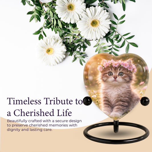 Cat Urn Heart-Shaped Memorial – Beautiful Adult Cremation Urn for Cat Ashes