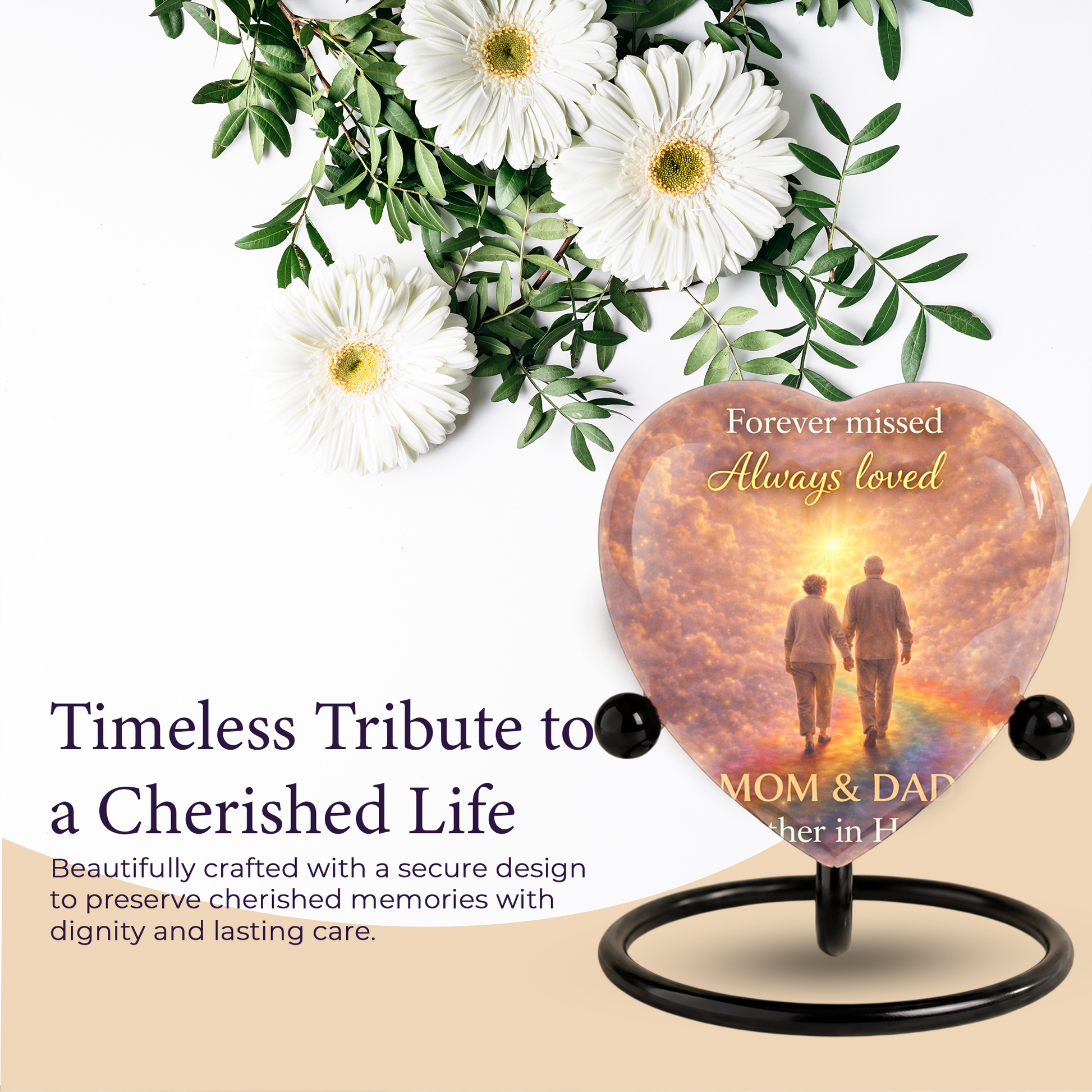 Dad and Mom Urn – Memorial Cremation Urn for Mom and Dad, Keepsake Urn for Mother & Father
