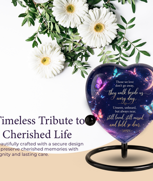 Butterfly Heart Shaped Urn for Ashes – Beautiful Memorial Butterfly Urn for Human Ashes