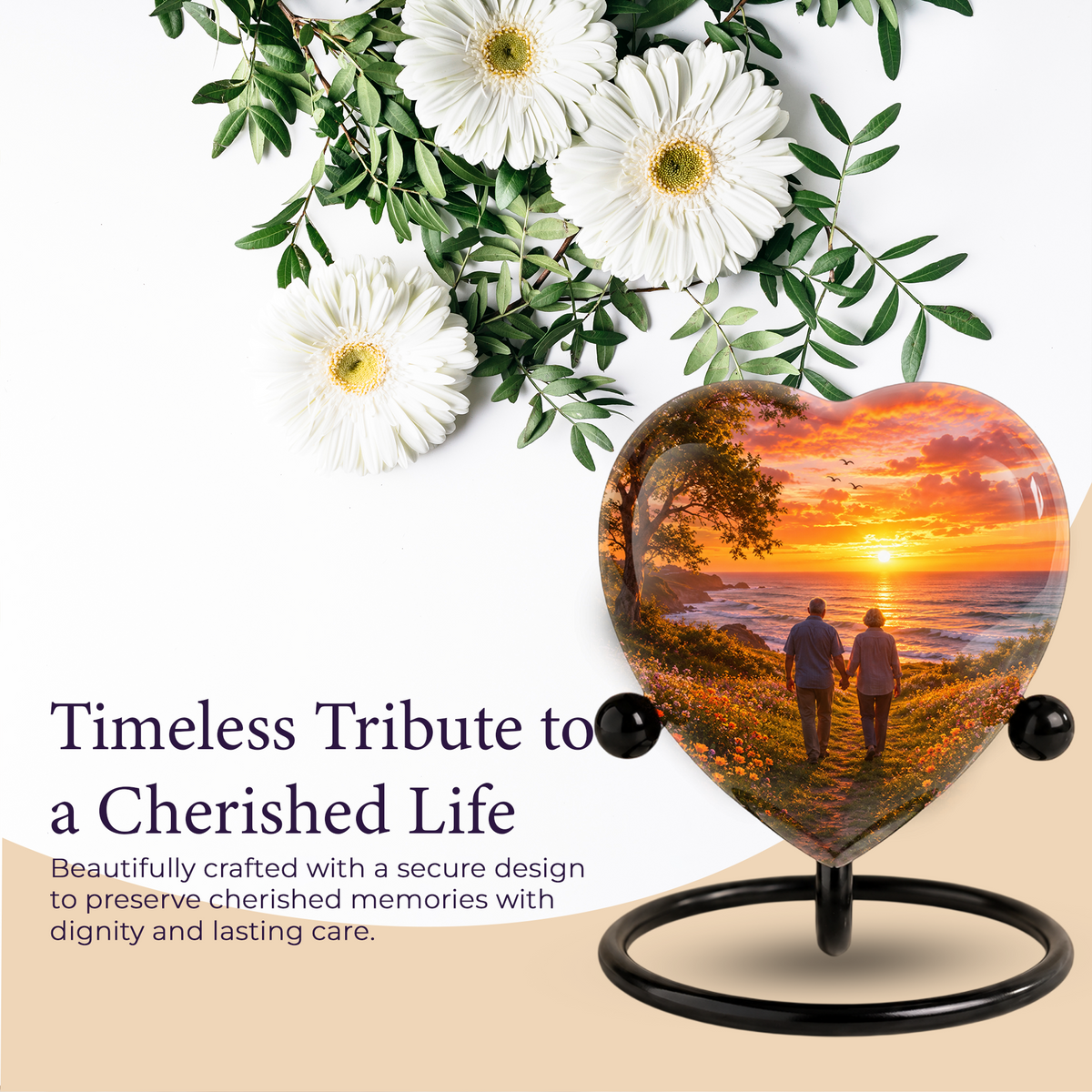 Personalized Sunset Beach Companion Cremation Urn for Mom & Dad