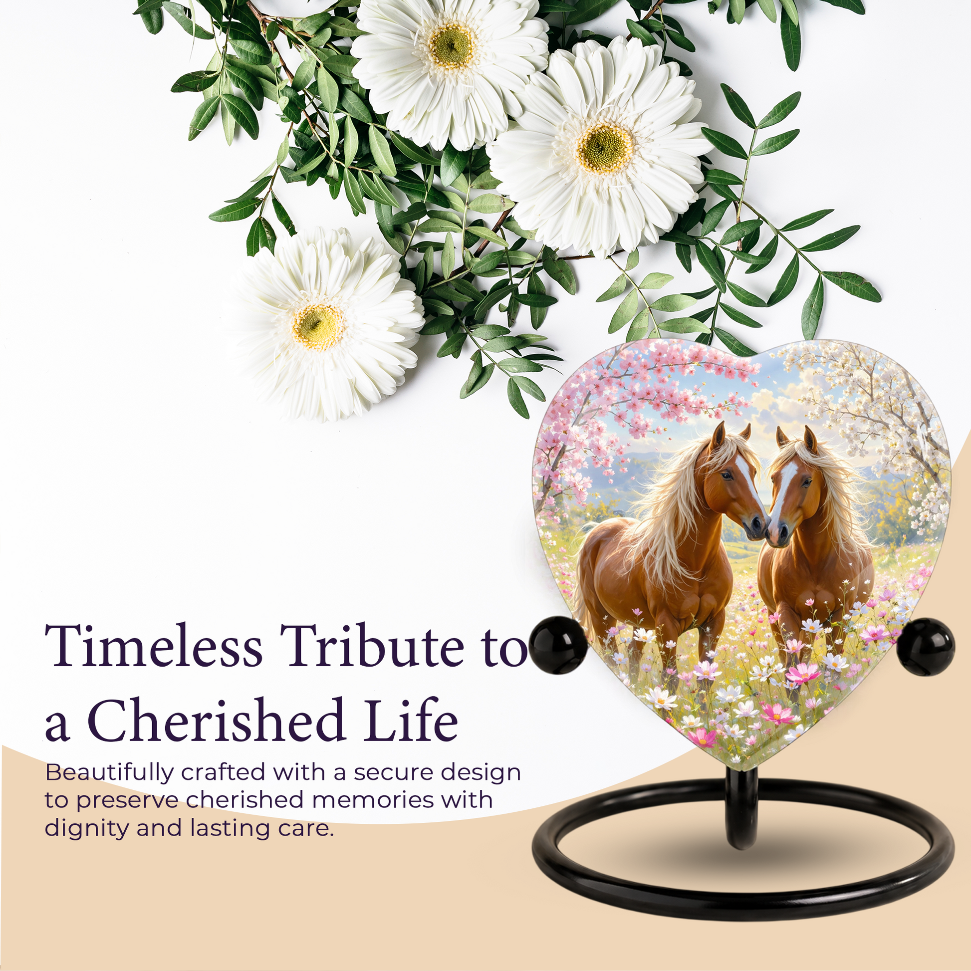 Horse Urn, Adult Urn for Ashes, Horse Memorial Urn, Heart-Shaped Horse Cremation Urn
