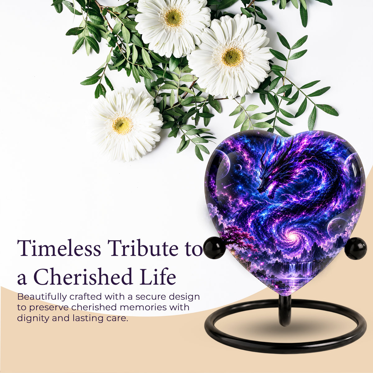 Dragon Adult Cremation Urn for Ashes, Fantasy Dragon Memorial Urn, Personalized Heart Shaped Adult Urn, Dragon Cremation Urn