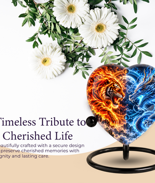 Tiger and Dragon Adult Urn for Ashes, Fire and Ice Memorial Urn, Personalized Adult Cremation Urn