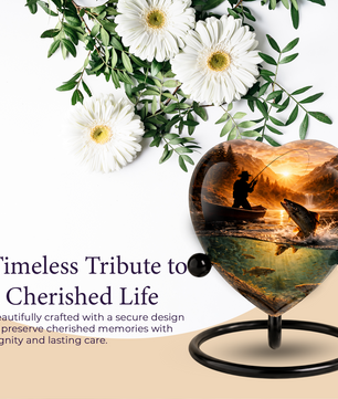Fishing Urn for Dad – Gone Fishing Cremation Urn for Human Ashes, Personalized Adult Male Keepsake Urn