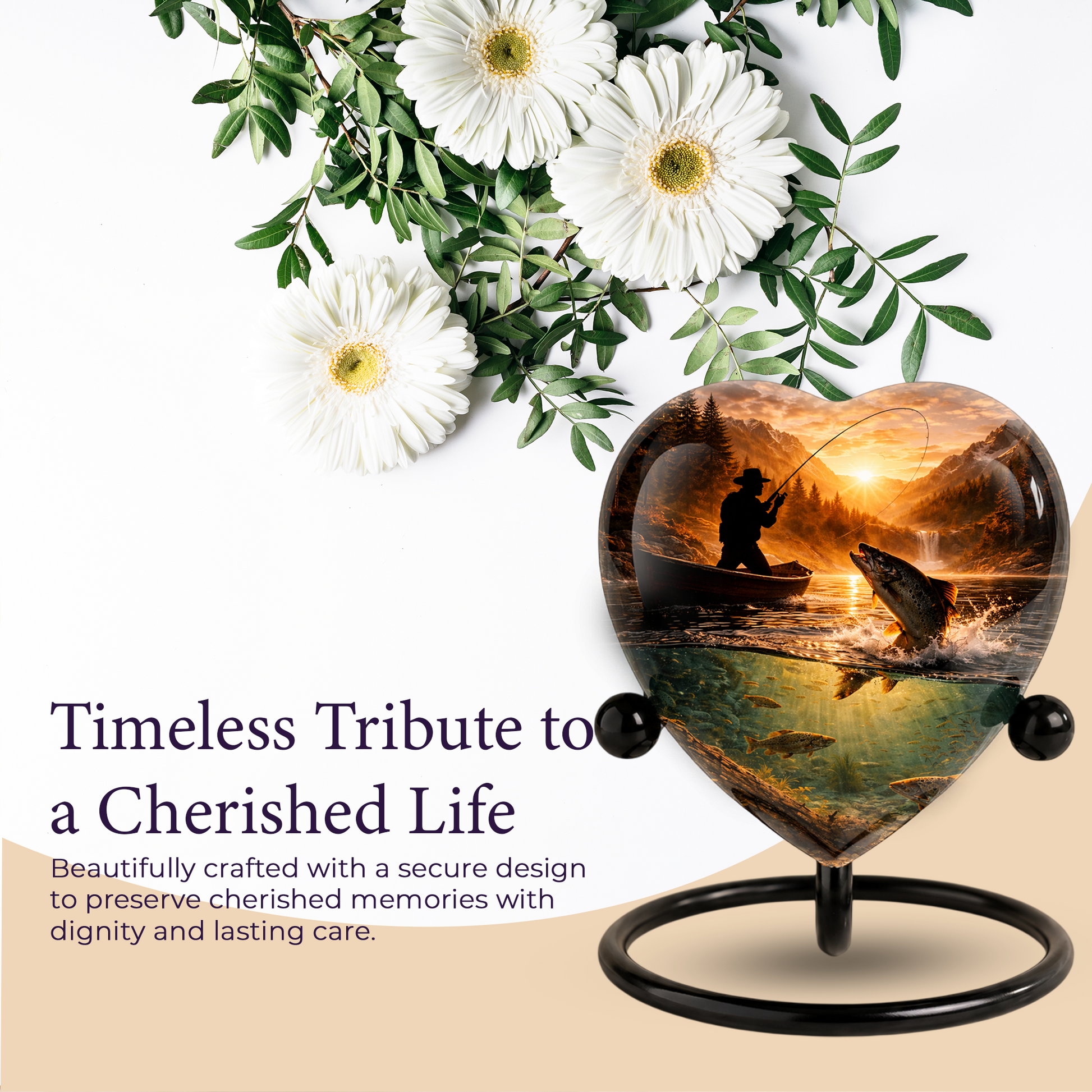 Fishing Urn for Dad – Gone Fishing Cremation Urn for Human Ashes, Personalized Adult Male Keepsake Urn