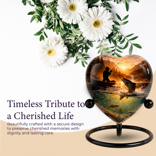 Fishing Urn for Dad – Gone Fishing Cremation Urn for Human Ashes, Personalized Adult Male Keepsake Urn