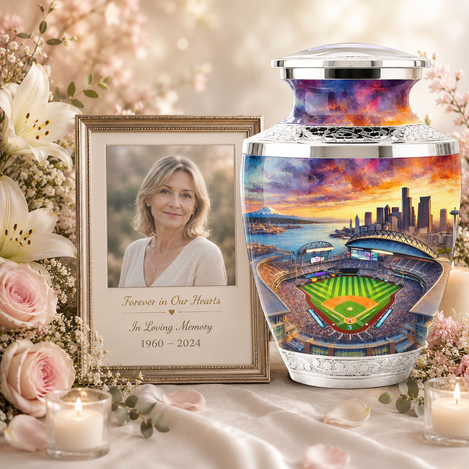 Customizable Baseball Stadium Cremation Urn for Men - Custom Baseball Ashes Urn