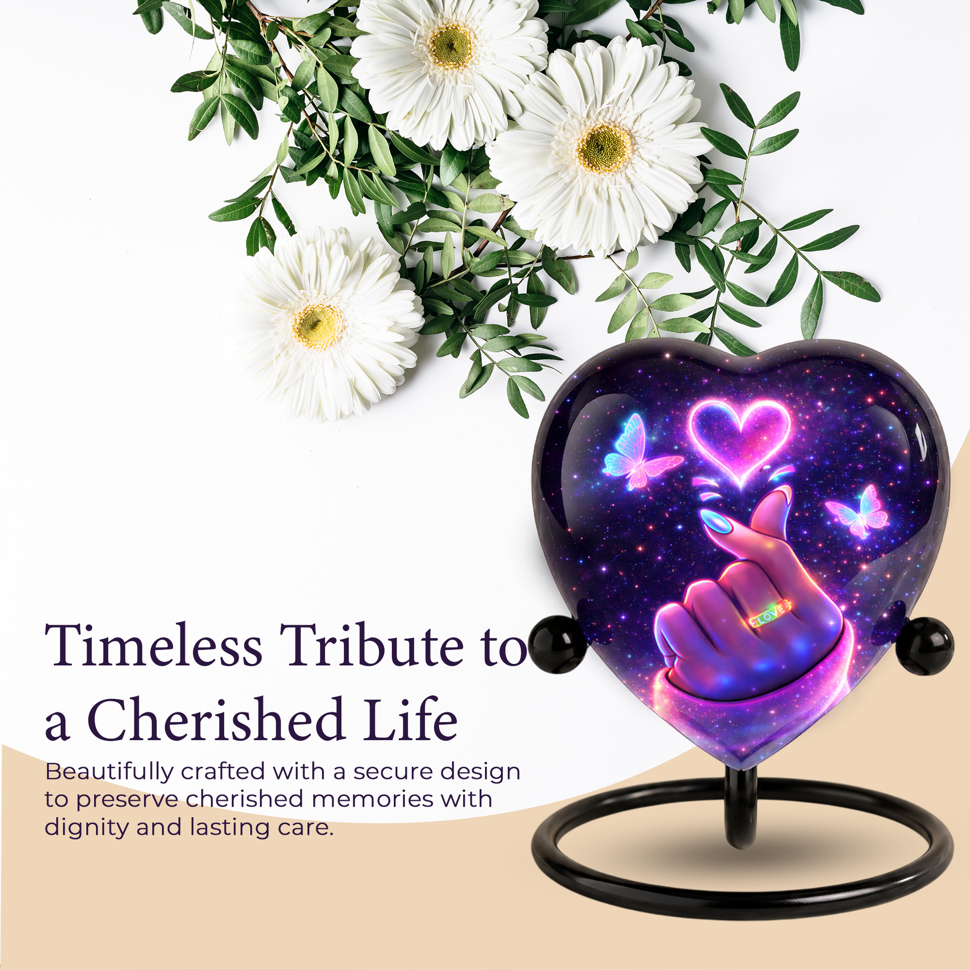 Galaxy Heart Adult Urn for Ashes, Unique Adult Cremation Urn with Love Heart