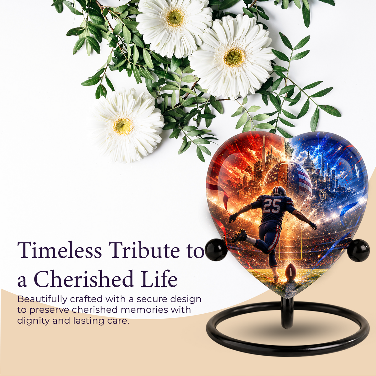 Personalized Football Cremation Urn for Ashes, Adult Urn for Dad, Men