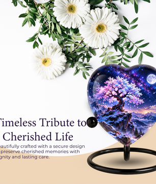 Cherry Blossom Adult Urn for Ashes, Tree of Life Memorial Urn, Pink Sakura Tree Cremation Urn