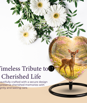 Deer Heart Shaped Urn for Adult Ashes | Adult Cremation Urn & Memorial Urn