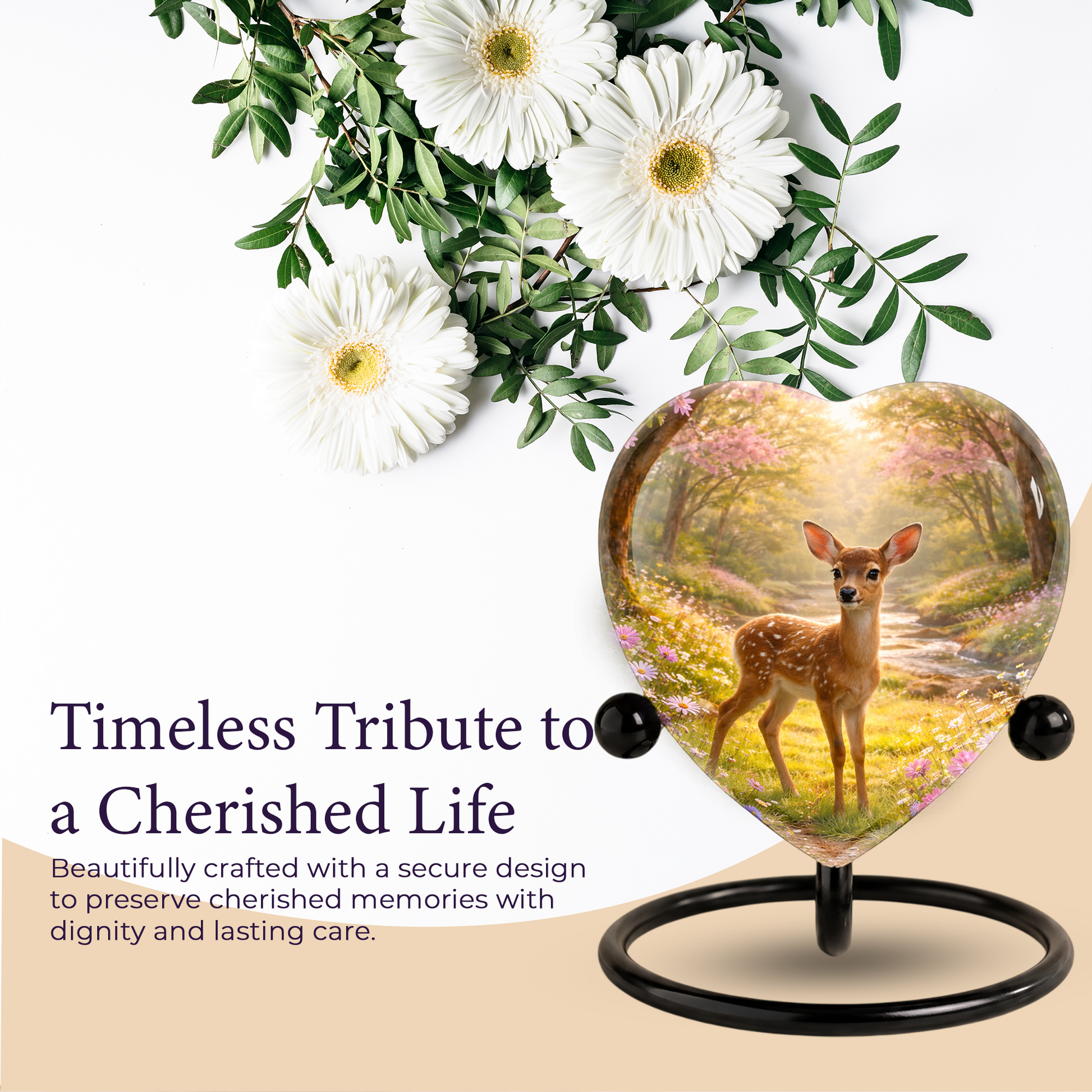 Deer Heart Shaped Urn for Adult Ashes | Adult Cremation Urn & Memorial Urn