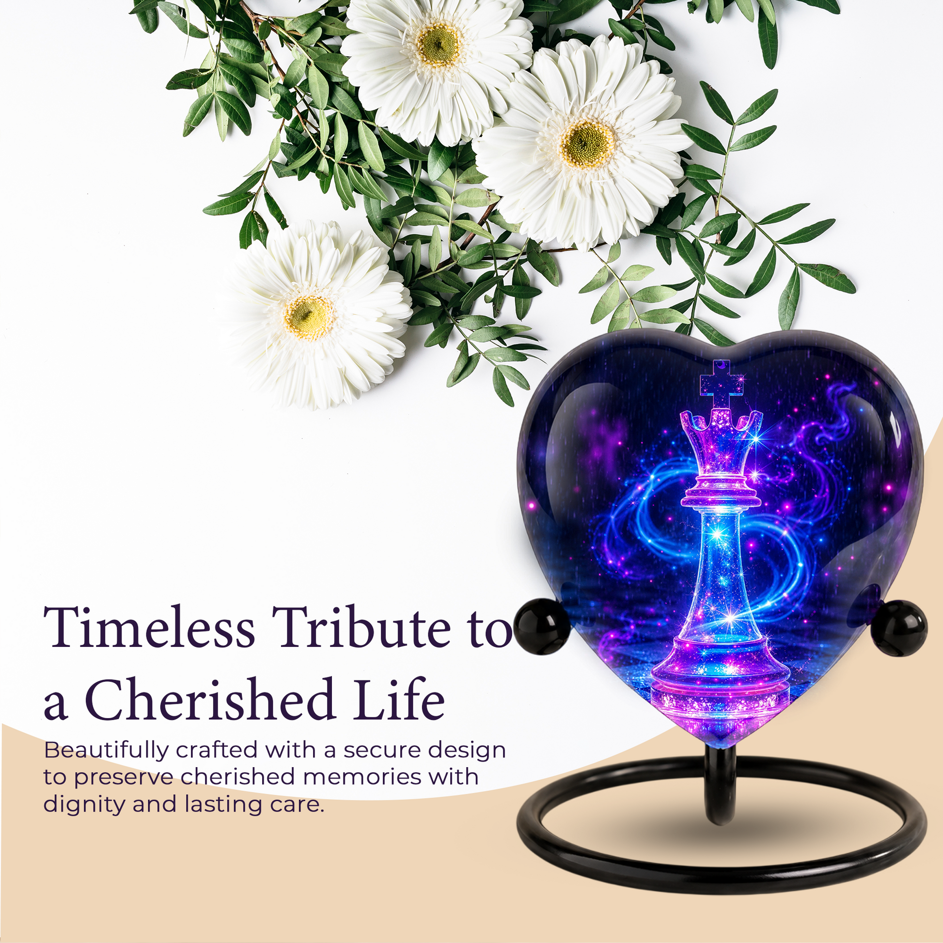 Royal Queen Chess Heart Adult Urn – Adult Urn, Urn for Ashes Adult, Adult Cremation Urns