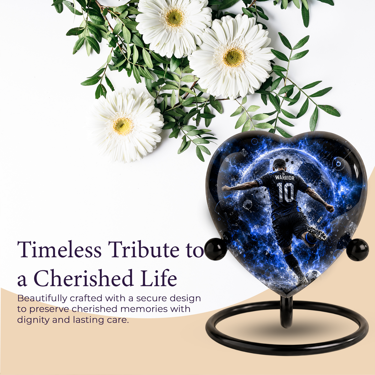 Personalized Soccer Cremation Urn for Ashes | Adult Sports Memorial Urn for Dad & Men