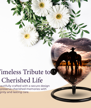 Cowboy Heart Urn for Dad, Personalized Keepsake Urn for Dad Memorial Urn for Men