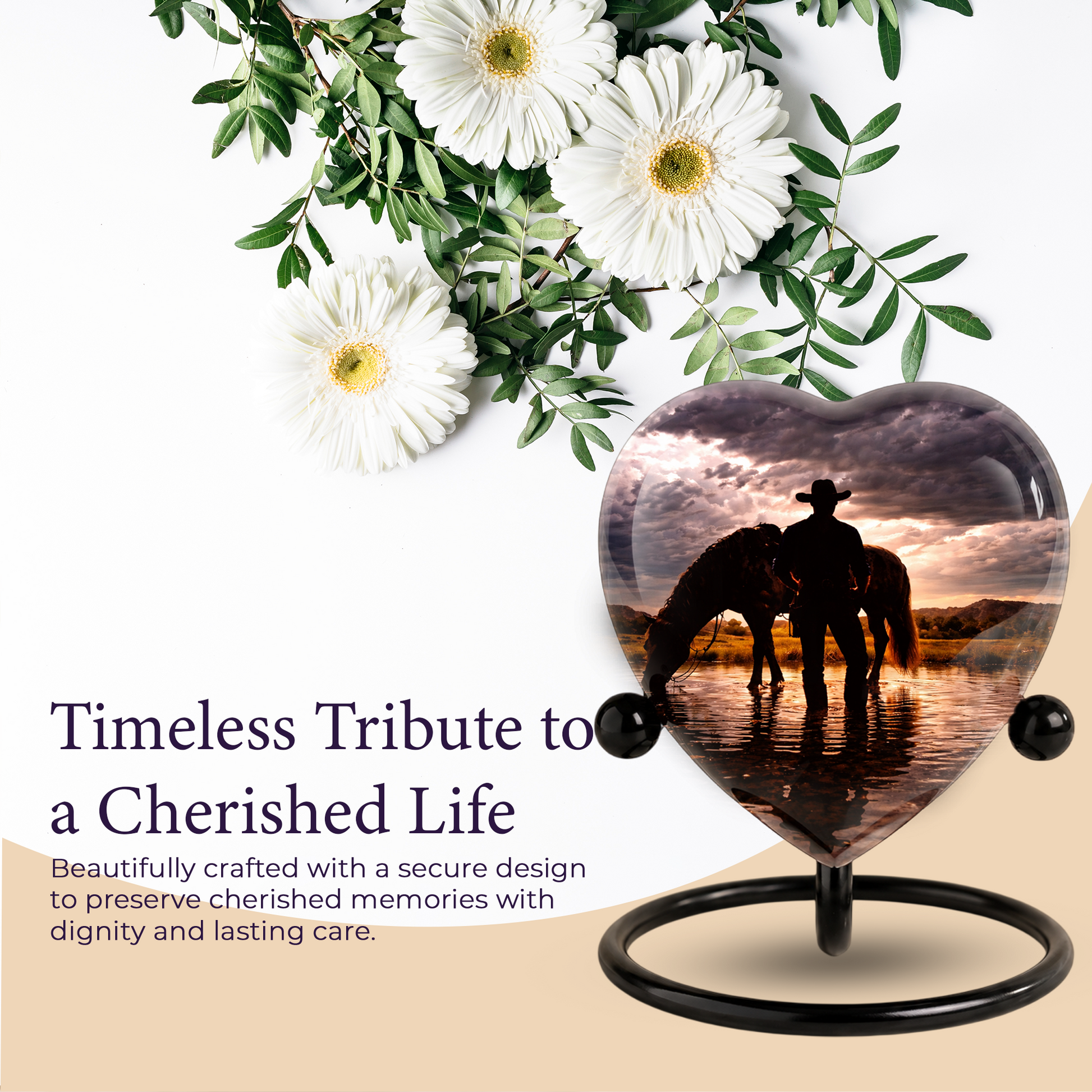 Cowboy Heart Urn for Dad, Personalized Keepsake Urn for Dad Memorial Urn for Men