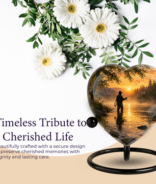 Fishing Urn for Dad – Gone Fishing Memorial Urn, Fishing Urns for Human Ashes, Keepsake Urn for Dad, Personalized Fishing Cremation Urn