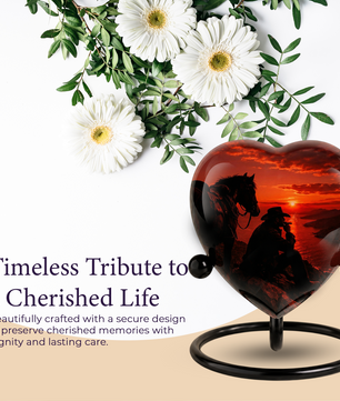 Cowboy Sunset Urn for Dad, Personalized Western Cremation Urn for Adult Male Ashes