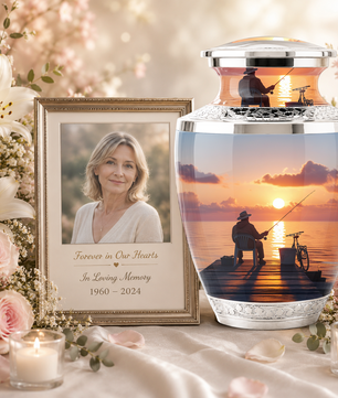 Gone Fishing Cremation Urn for Dad, Personalized Fisherman Funeral Urn for Male