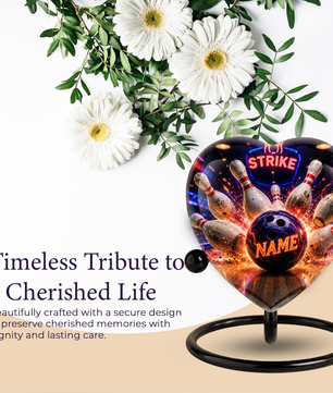 Bowling Urn – Personalized Bowling Cremation Urn for Ashes Heart-Shaped Adult Cremation Urn for Bowlers