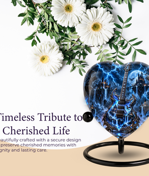 Fantasy Guitar Cremation Urn for Ashes, Musician Memorial Urn, Personalized Guitar Urn,