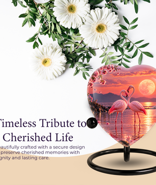 Flamingo Heart Adult Cremation Urn for Ashes, Personalized Memorial Urn for Adults,