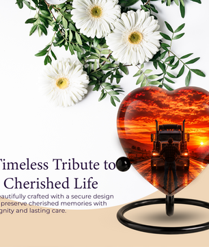 Personalized Trucker Cremation Urn for Ashes | Adult Memorial Urn for Truck Driver