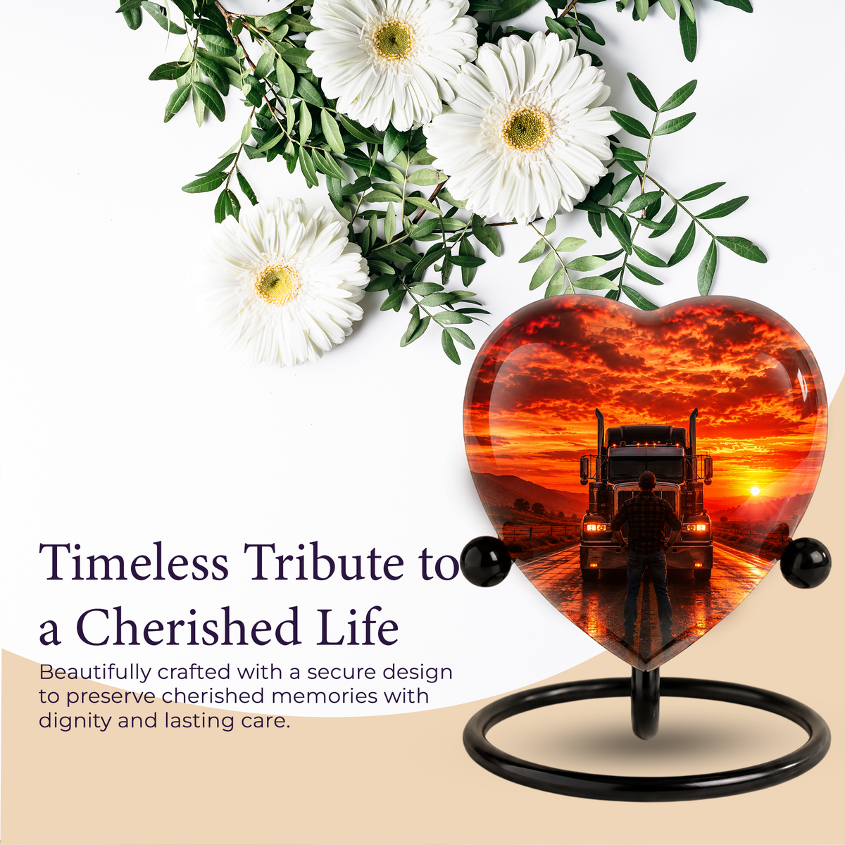 Personalized Trucker Cremation Urn for Ashes | Adult Memorial Urn for Truck Driver