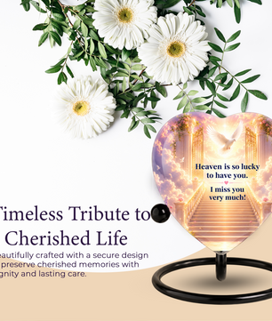 Heavenly Angel Wing Urn – Adult Urn for Ashes, Angel Wings Cremation Urn, Heart-Shaped Heaven Memorial Urn