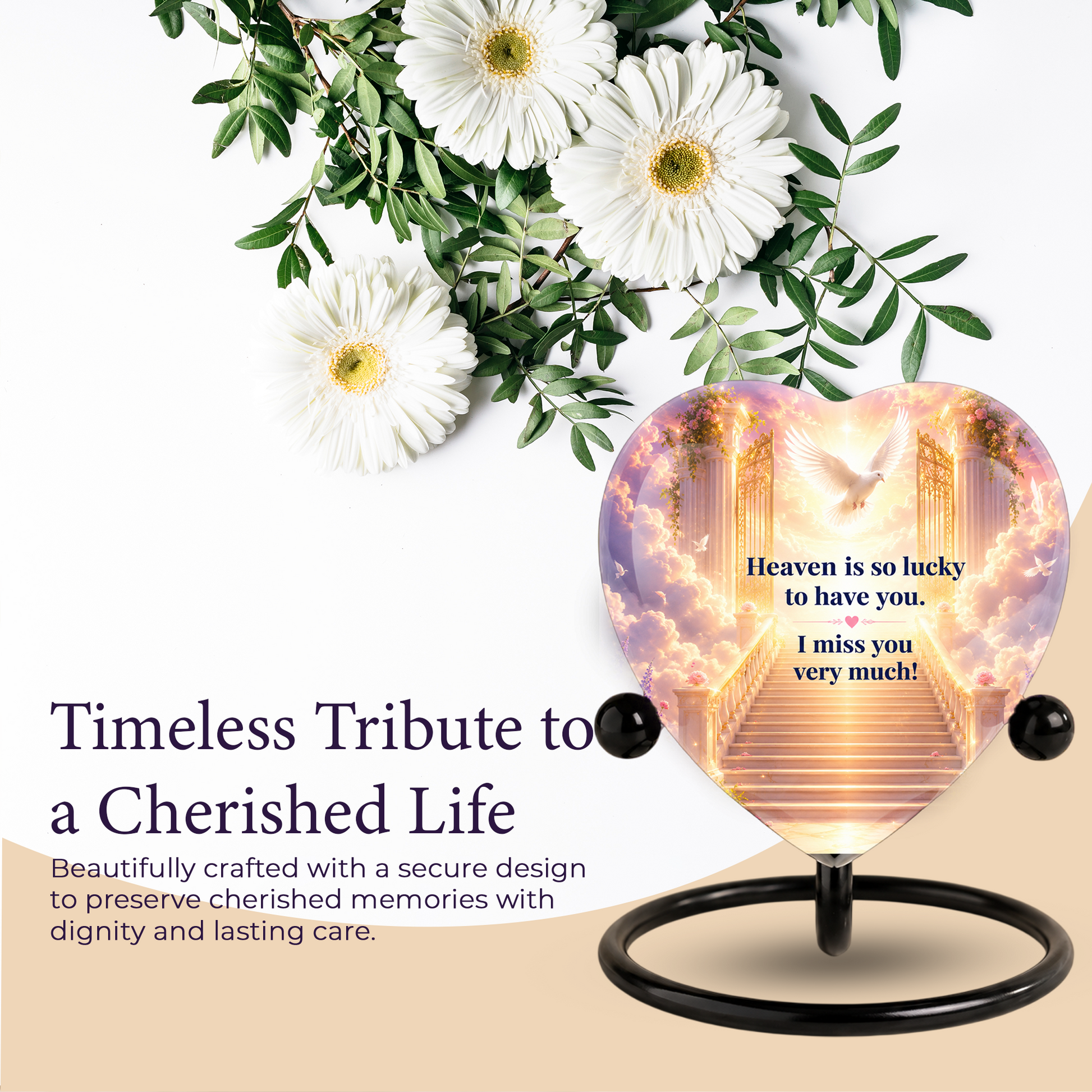 Heavenly Angel Wing Urn – Adult Urn for Ashes, Angel Wings Cremation Urn, Heart-Shaped Heaven Memorial Urn