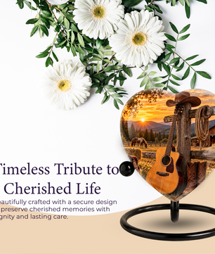 Cowboy Western Cremation Urn for Ashes, Personalized Cowboy Memorial Urn, Country Music Urn