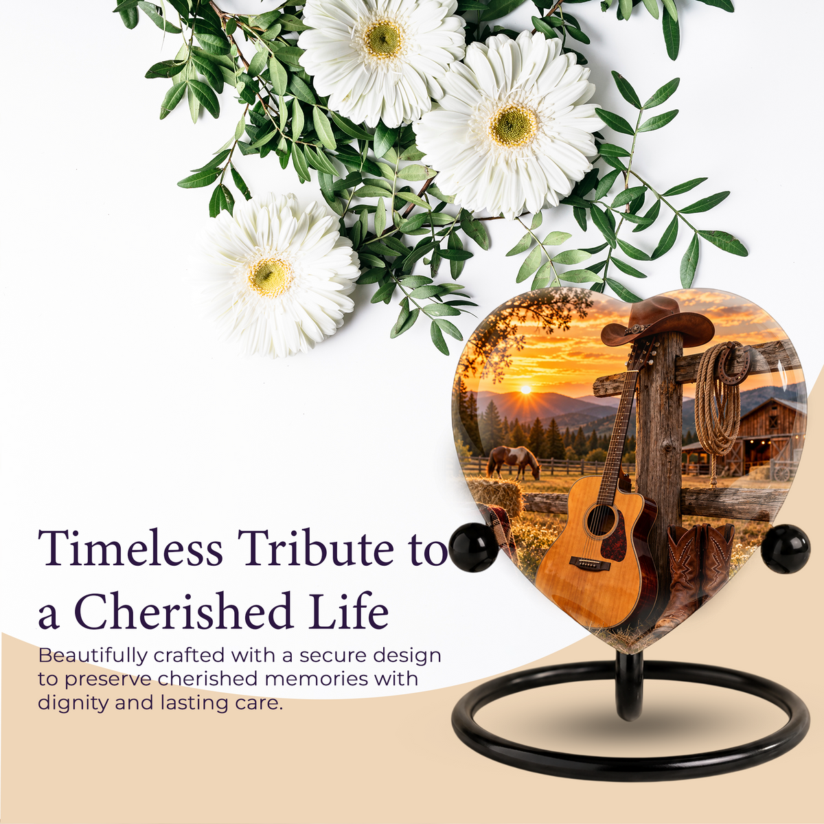Cowboy Western Cremation Urn for Ashes, Personalized Cowboy Memorial Urn, Country Music Urn