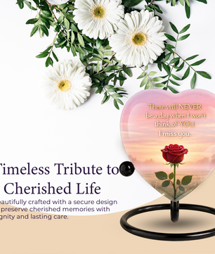Rose Flower Heart Cremation Urn for Human Ashes – Memorial Keepsake Urn