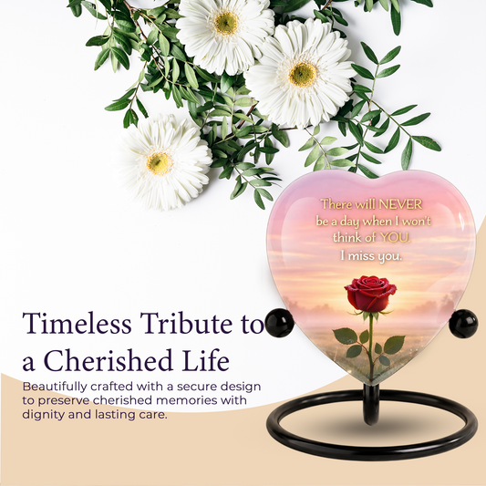 Rose Flower Heart Cremation Urn for Human Ashes – Memorial Keepsake Urn